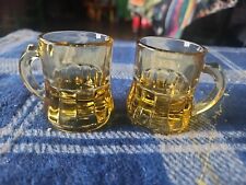 VTG Federal Beer Mug Shaped Shot Glass with “F” Shield Mark. 1-7/8”  YELLOW x2pc picture