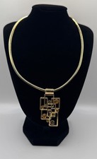 Lia Sophia Snake Chain Necklace With Sparkly Geometric Pendant Choker 12” picture