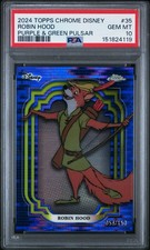 2024 Topps Chrome Disney Purple & Green Pulsar #35 Robin Hood /150 PSA 10 picture