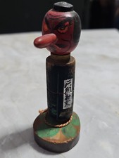 Vintage Japanese Tengu Wooden Folk Art Figure Long Nose Goblin Statue 4.25