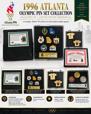 1996 Atlanta Olympics Pin Set Collection Limited Edition shirt pins opened only picture