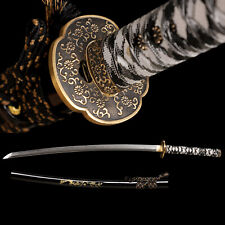 Clay Tempered T10 Steel Japanese Samurai Katana Sword Full Tang Sharp Blade picture