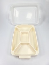 Vintage Rubbermaid Servin Saver Divided Tray And Lid Food Storage Almond 0833 picture