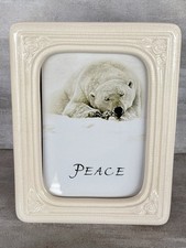 Vintage Style Cream Crackled Picture Frame w/Rose Detail- Photo Size 5x7 picture