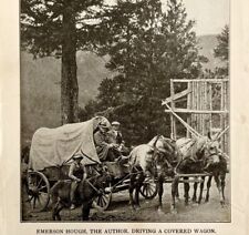 1900s Emerson Hough Author Covered Wagon Horse Print Antique Ephemera 7.5 x 4.75 picture