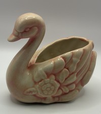 Vintage Pink Ceramic Swan Planter picture