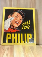 Vintage Philip Morris Cigarette Tin Sign Embossed Johnny Bellhop Advertising  picture
