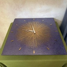 1960s Golden Shield/Sunbeam Atomic MCM Glass Wall Clock German Eames Era AC527GS picture