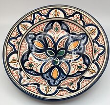 Vintage Moroccan Footed Plate Wall Hanger Hand Painted Traditional Design picture