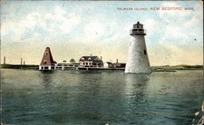 New Bedford MA Lighthouse Palmers Island c1900s-10s Vintage Postcard picture
