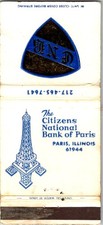 The Citizen's National Bank of Paris IL Vintage Matchbook Cover TMM18-5 picture