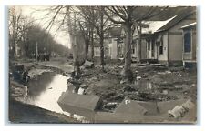 Postcard Fremont, Ohio 1913 Flood residential road washed out RPPC D113 picture