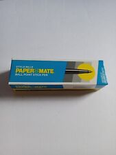 Vintage Papermate Ballpoint Pen 12-Pack Box Black Ink 338-11 NEW NOS 1990 picture