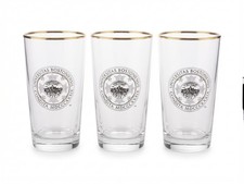 Vintage Boston University BU Pint Glasses Set of 3 Red Seal Gold Trim picture