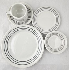 Vintage ABC Caribe China Gray Bullseye 5 pc Setting Puerto Rico Diner Stoneware  picture