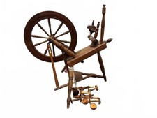 Antique Wooden Spinning Wheel Flax Wheel w Extra Bobbins Spindles 34