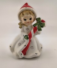 Vintage Napcoware Japan X-8387 Christmas Girl w Candy Cane 3.75