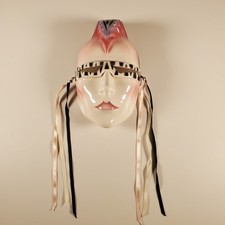 Vintage 1980s Clay Art SF Zebra Mohawk Punk Ceramic Pop Culture Wall Mask picture