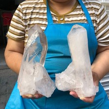 2pcs 6.11LB Natural White Quartz Crystal Cluster Rough Specimen Healing picture