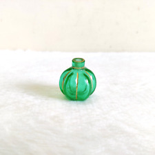 19 Vintage Victorian Green Glass Perfume Bottle Golden Work Old Collectible G892 picture