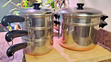 Revere Ware Copper Bottom 8qt Stock Pot w/ Strainer & 2qt Pot Steamer & Dbl Boil picture