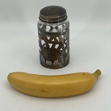 Vintage Mexican Sterling Silver 925 Overlay Nestle Glass Jar Floral Repousse picture