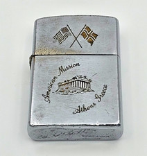 Vintage 1958 Zippo Lighter - American Mission Athens Greece - Pat 2517191 picture