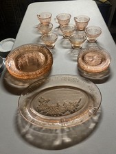 Sharon Cabbage Rose Pink,  Depression Glass Dinnerware Set 1935-39 picture