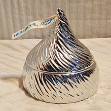 Hershey's Kisses Silver Candy Jar Trinket Box Vintage 1993 7x6x1 picture