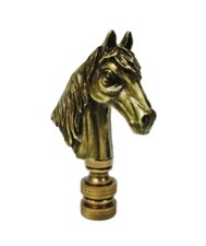 Lamp Finial-HORSE HEAD-Aged Brass Finish, Highly detailed metal casting-FS picture