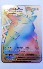 Pokemon Card Metal Gold Pikachu Rainbow Pokemon VMAX V Easter Gift picture
