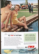TWA Trans World Airlines Magazine Print Ad Aviation Advertising Vtg 1954 50s picture