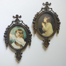 Set of 2 ~  Vintage Brass Metal Ornate Victorian Style 6.5