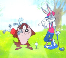 GOLF BUGS BUNNY TAZMANIAN DEVIL Warner Brothers drawing cel SERICEL clubs picture
