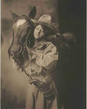 Old West 1 Cowgirl posing with horse Vintage Old Photo 8 x 10  Reprint picture