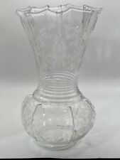 Elegant Glass New Martinsville Radiance Flower Vase Prelude Etched Design 10
