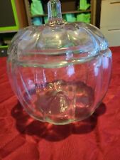 Anchor Hocking Clear Glass Thanksgiving Fall Pumpkin   Cookie Jar Canister picture