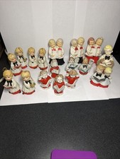 Vintage Japan Christmas Choir Carolers Ceramic Figurines Ornaments Lot of 17 picture
