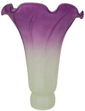 Tulip Lily Flower Glass Lamp Shade by Terra Cottage Plum & White 1.5