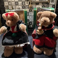 Vintage Gemmy Mr. & Mrs. Christmas Bears Play Music Move Tested Work picture