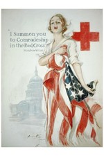 WWI 1918 Woodrow Wilson American Red Cross War Poster Woman Flag Capitol picture