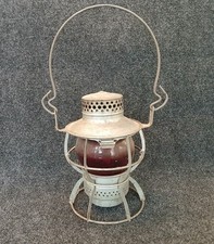 Vintage Dressel Arlington NJ Railroad Lantern with Red Globe - Kerosene Oil Lamp picture