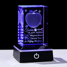 Movdyka Teacher Appreciation Gifts Women Men - 3D Crystal Engrave Teacher Plant picture