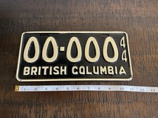 1944 British Columbia ZERO Sample License Plate 00-000 picture