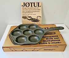Vintage Jotul Cast Iron Aebleskiver Munk Pan 7-Cup Pancake Norway with Box picture