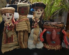 3 Lg Peruvian Burial Folk Art Dolls 10