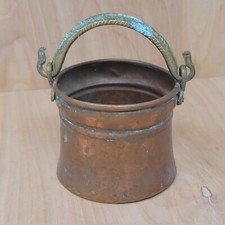 Vintage Copper Pot with Cast Brass Swing Handle Hammered picture