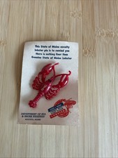 Vtg Maine Lobster Plastic Pin Tourist Souvenir Augusta NOS Mcm Red 2 5/8