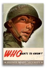 “Who Wants To Know?” 1943 Vintage Style WW2 War Poster - 16x24 picture