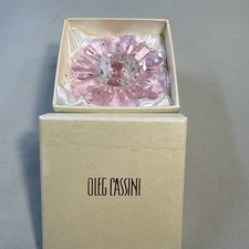 Vintage Oleg Cassini Crystal Fleur Pink Flower Paperweight with Original Box picture